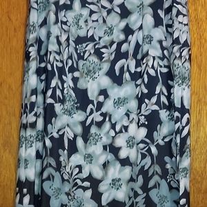 Norton McNaughton Sleeveless Blue Floral Maxi Dress Side Slit Zip Close Size 16